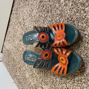 Green and Orange wedge sandal